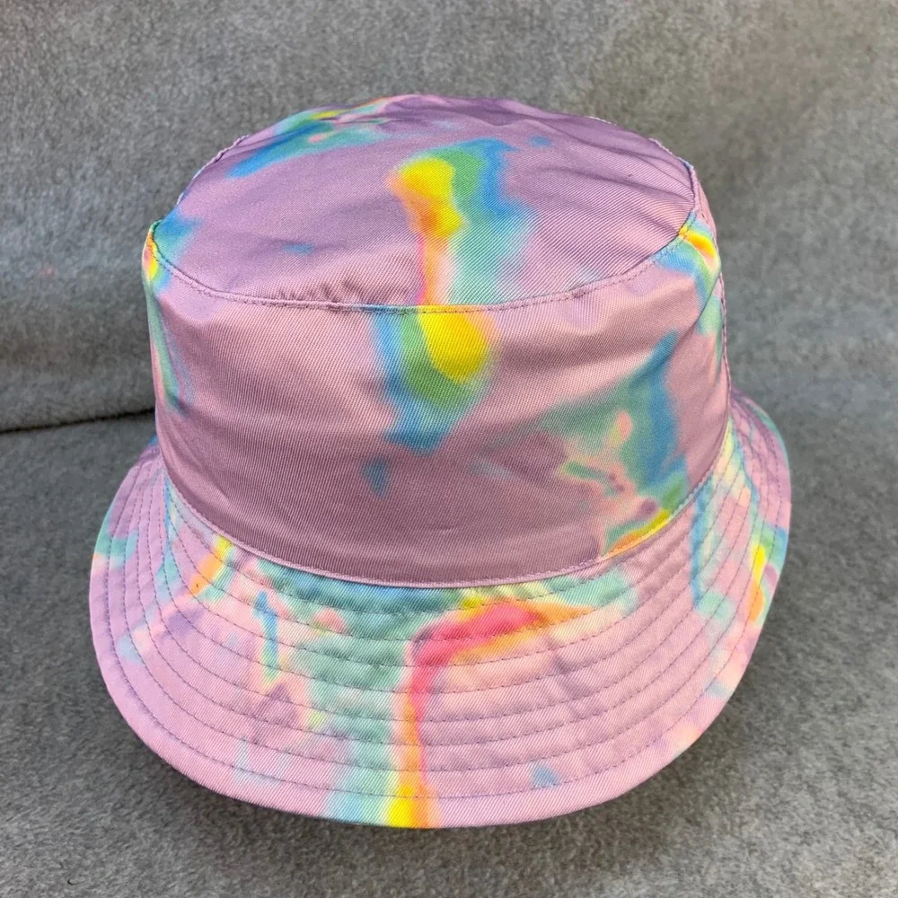 Justice Glitter Logo Girls Purple Tie Dye Bucket Hat Sun Cap OSFM